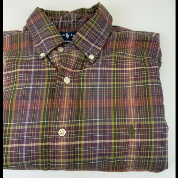 Ralph Lauren Classic Fit Long Sleeve Button Down Check Shirt Men's L /eaa454275